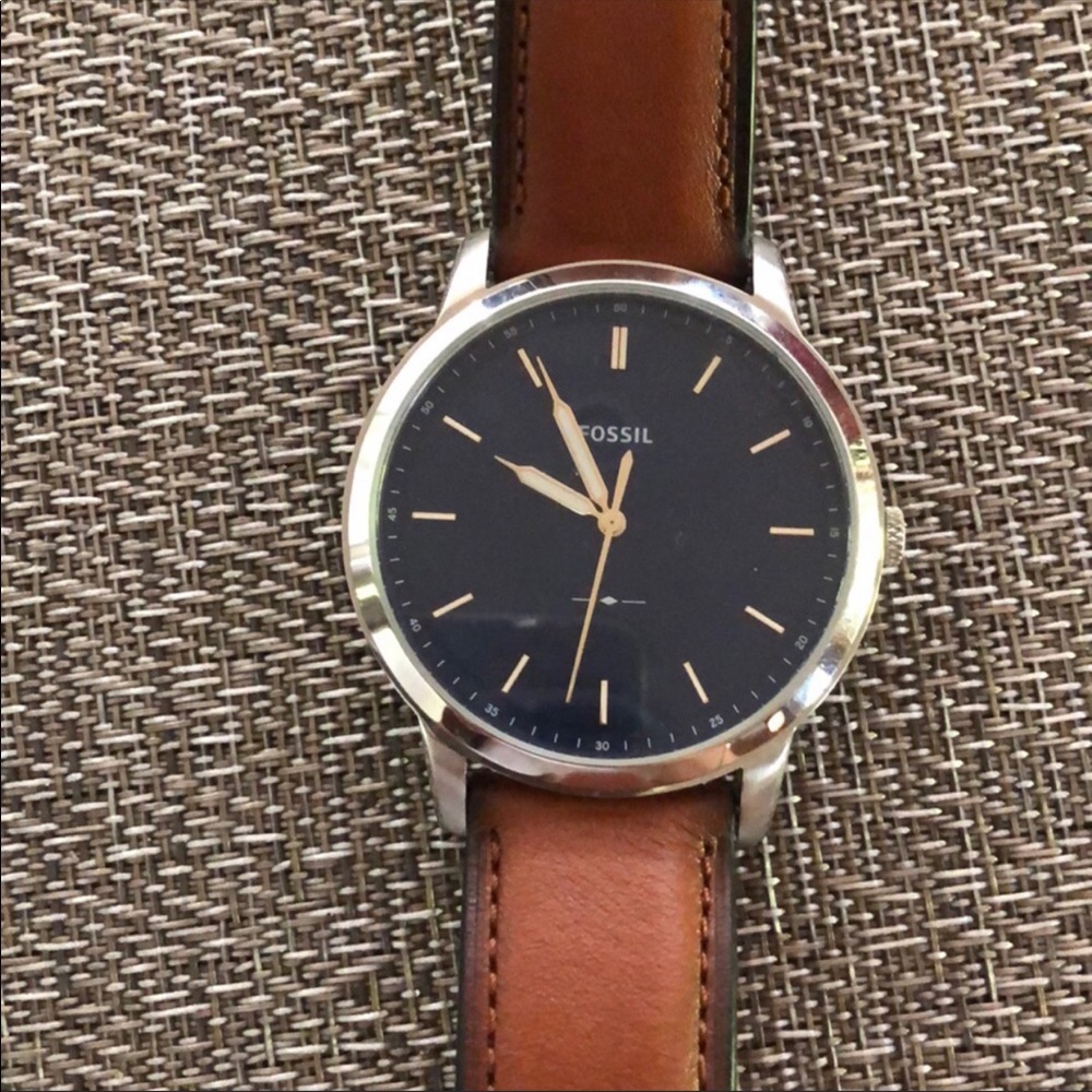 Fossil Minimalist Watch Leather Carbon